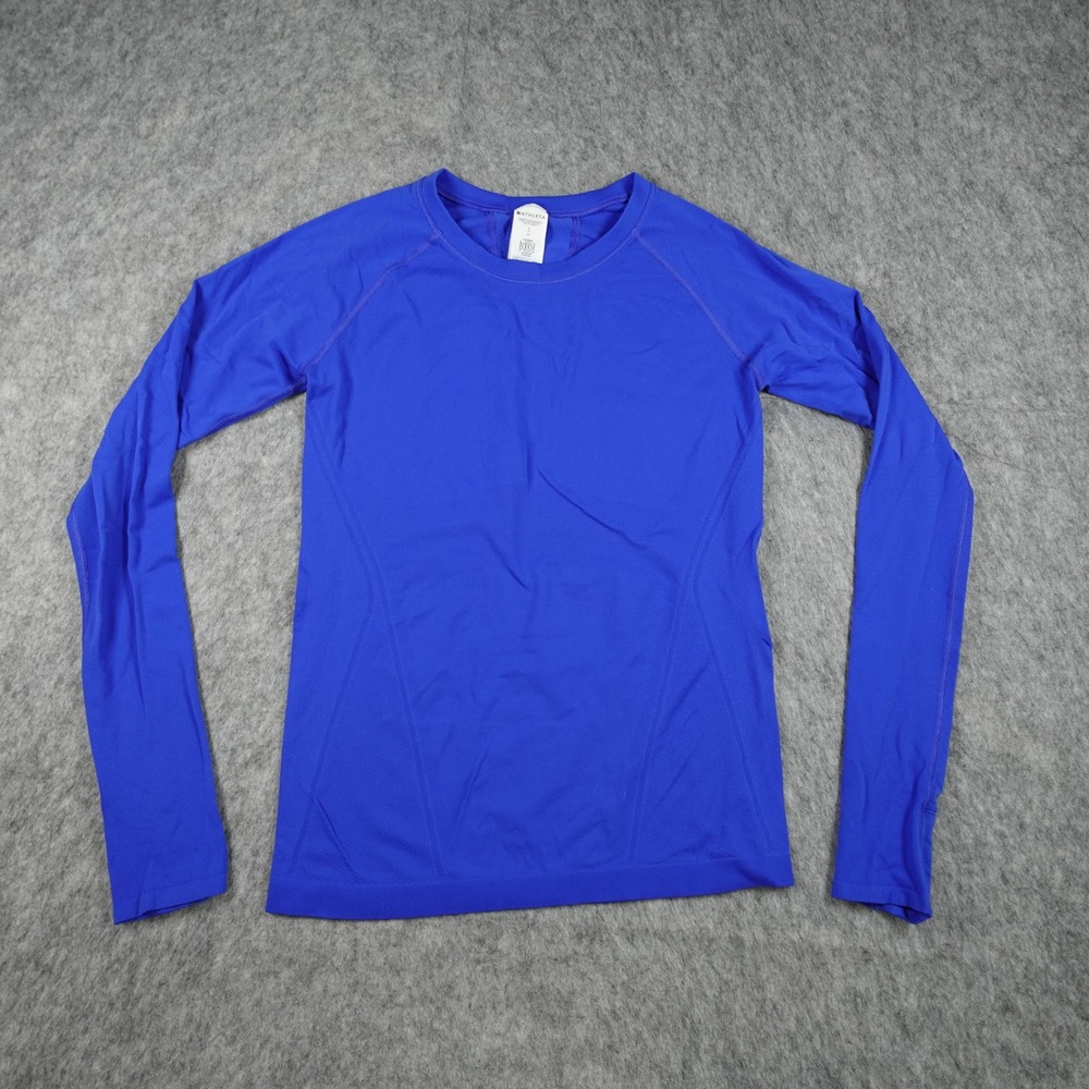 Athleta Top Women Small Blue Momentum Seamless Long Sleeve Thumbhole Athletic
